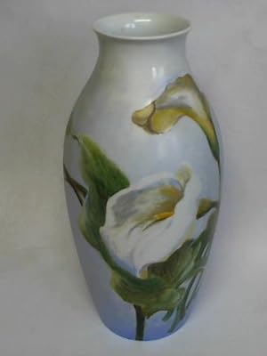Grosse, dekorative Porzellan-Blumenvase mit Cala Lilien-Dekor