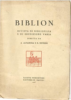 BIBLION Anno I - 1946 - Fascicolo I