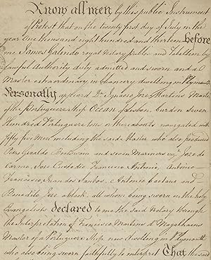 A Manuscript 'Public Statement of protest' Recording the Hostile Actions of a French Privateer Ag...