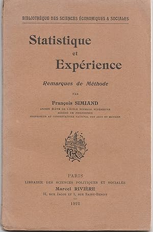 Statistique et expérience. Remarques de méthode