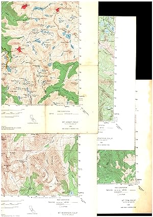 TWELVE VINTAGE USGS '15 MINUTE SERIES' TOPOGRAPHIC QUADRANGLE MAPS OF THE MOUNTAINS OF EAST CENTR...