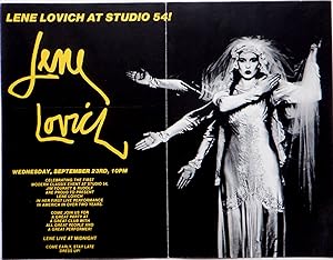Lena Lovich at Studio 54. Wednesday, September 23rd, Promotional handbill/flier