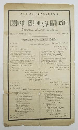 Alhambra Rink, Syracuse US Grant Memorial Service Handbill