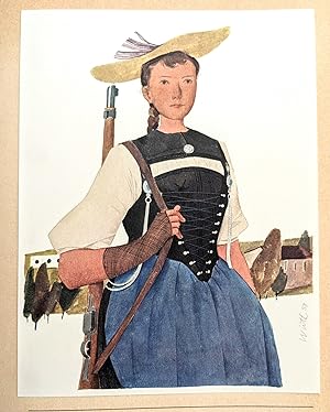 SWISS COSTUMES Traditional TEXTILES & FASHIONS of SWITZERLAND with 60 COLOR PLATES - SIGNED & INS...