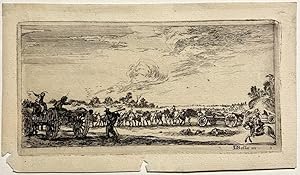 Antique print, etching | Advancing cannons on plain [Optrekkende kanonnen op vlakte], published c...