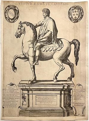 [Antique print, engraving, ca. 1600] Statue of Marcus Aurelius (Standbeeld van Marcus Aurelius), ...