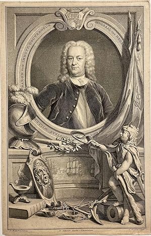 [Antique portrait print, VOC, ca. 1750] Portrait of Gustav William Baron of Imhoff, published ca....