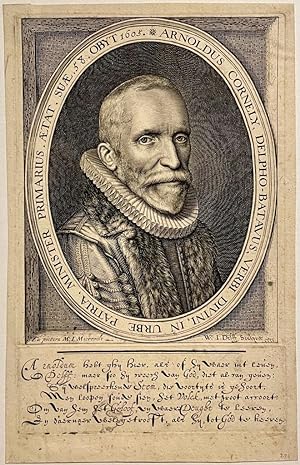 [Antique portrait print 1610] Portrait of preacher Arnold Cornelisz. Crusius, published 1610, 1 p.