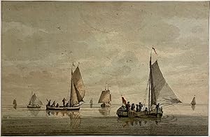 Antique drawing, watercolour | Skutsje and sailing boats, ca. 1750, 1 p.