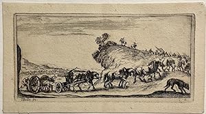 Antique print, etching | Cannon drawn by horses [Kanon getrokken door paarden], published ca. 165...