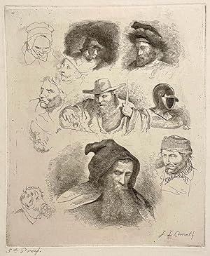 [Antique print, etching] Studies of heads (studie van hoofden), published 1853, 1 p.