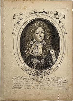 [Antique portrait print, engraving, 1684] Portrait of Victor Amadeus II of Sardinia (Sardinië), p...