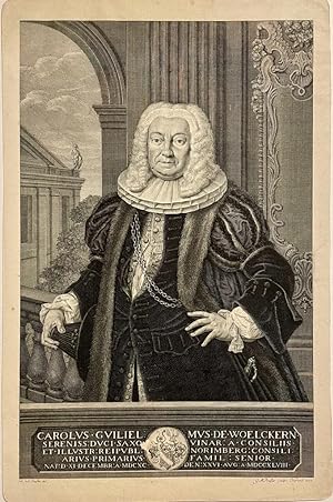 [Antique portrait print, engraving, 1750] Portrait of jurist Karl Wilhelm Woelcker, published 175...