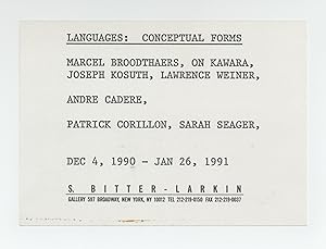 Exhibition postcard: Languages: Conceptual Forms, Marcel Broodthaers, On Kawara, Joseph Kosuth, L...