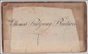 Thomas Ridgway Bridson. Written in ink in a large hard, on the reverse of a single leather book b...
