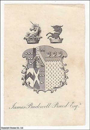 Decorative Bookplate. James Brackwell Praed, Esq. Undated, but from the design likely early 19th ...