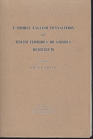 A Middle English Translation of Macer Floridus de Viribus Herbarum
