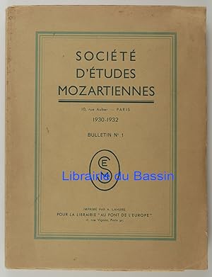 Société d'Etudes Mozartiennes Bulletin n°1 1930-1932