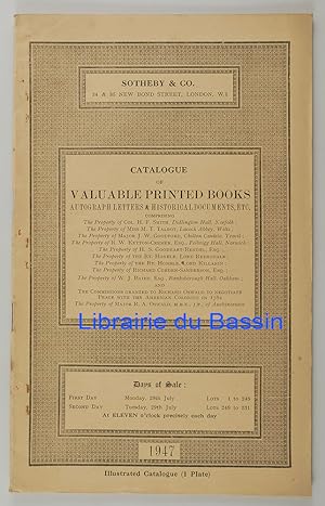 Catalogue of valuable printed books Autograph letters and historical documents