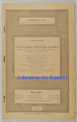 Catalogue of valuable printed books Illuminated manuscripts, autograph letters and historical doc...