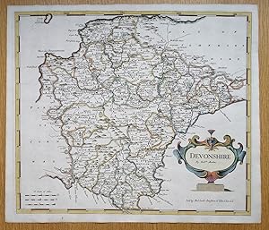 DEVON, Robert Morden, original antique hand coloured map 1695