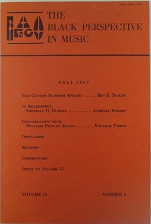 The Black Perspective In Music. Fall 1987. Volume 15 Number 2