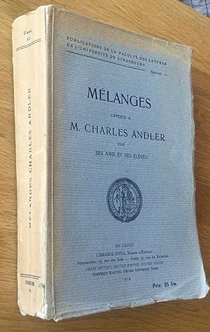 Mélanges offerts à M. Charles Andler par ses amis et ses élèves