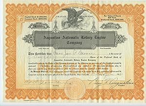 Augustine Automatic Rotary Engine stock certificate