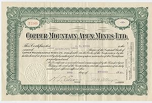 Copper Mountain Apex Mines stock certificate