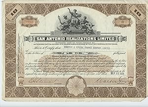 San Antonio Realizations stock certificate