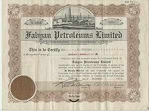 Fabyan Petroleums stock certificate