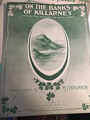 On the Banks of Killarney. Illustrated Vintage Sheet Music.