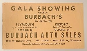 Gala Showing only at Burbach's; The All New 1959