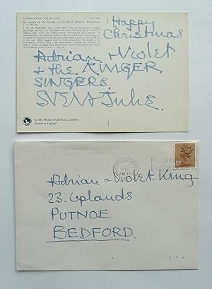 A postcard with autograph note by Berlin sent to Adrian and Violet KIng. Dated 18 December 1986. ...