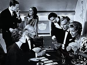 1960s Glossy Black and White Photo of Seven First Class Passengers Smoking, Drinking and Playing ...