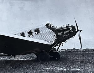 1970s Glossy Black and White Photo of a Lufthansa Junkers F 24