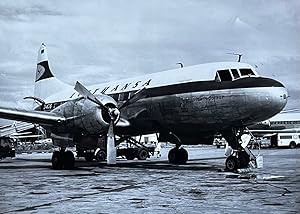 1970s Glossy Black and White Photo of a Lufthansa Convair CV 440 Metropolitan Jet