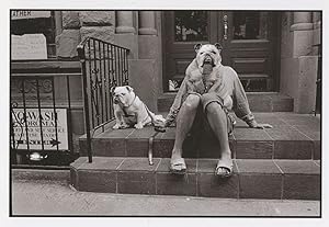 Half Human Dog Creature on Steps Award New York Postcard