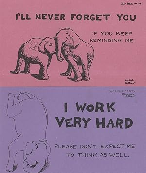 I'll Never Forget You I Work Very Hard 2x Elephant Proverb Postcard s