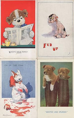 Dog Fed Up Newspaper Artist 4x Comic Rare Old Dogs Postcard