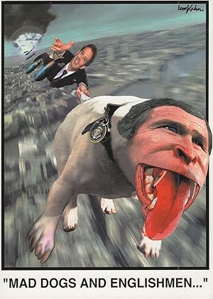 Mad Dogs & Englishmen George Bush as Bulldog Iraq War Postcard