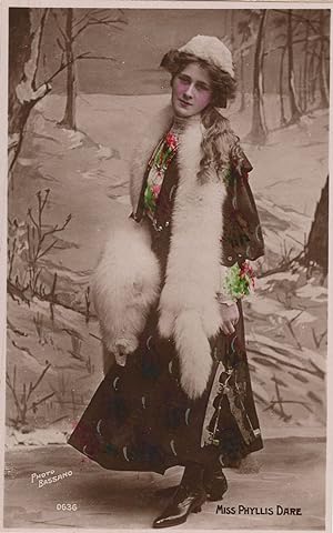 Miss Phyllis Dare Glowing Scarf Rare Rotophat Christmas RPC Postcard