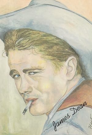 James Dean Movie Film Star Rare Jane Hart Painting Postcard