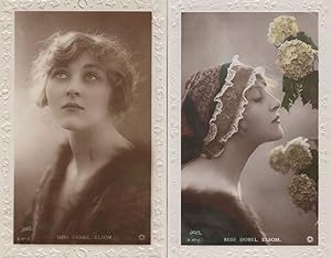 Isobel Elsom Film Actress 2x Real Photo Hand Painted Postcard s