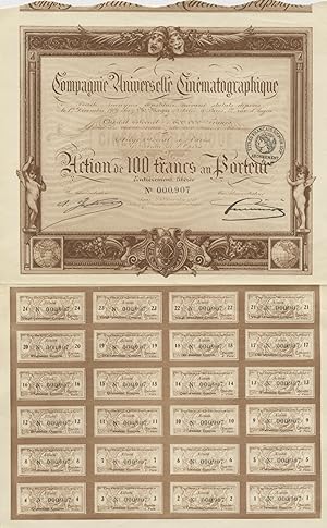 ARCHIVE OF 20 STOCK CERTIFICATES FOR FRENCH, BELGIAN AND DUTCH CINEMATIC COMPANIES