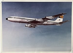 1970s Glossy Color Photo of a Lufthansa Boeing 737 Jet In Flight