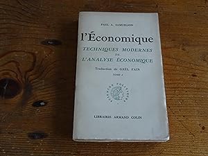 L'Economique Techniques Modernes de L'Analyse Economique Tome Premier