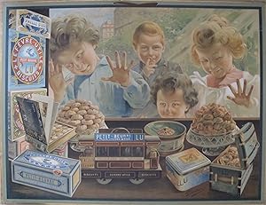 1905 Original French Advertising Carton - Petit Beurre LU (Children Looking into Store Window)