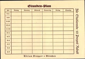 Stundenplan Adrian Brugger, München, Technisches Zeichnen um 1930