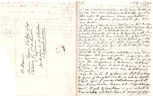 Belle lettre manuscrite adressée à Alexandre-Eugène-Louis-François-Saturnin de Barbasan, comte d'...